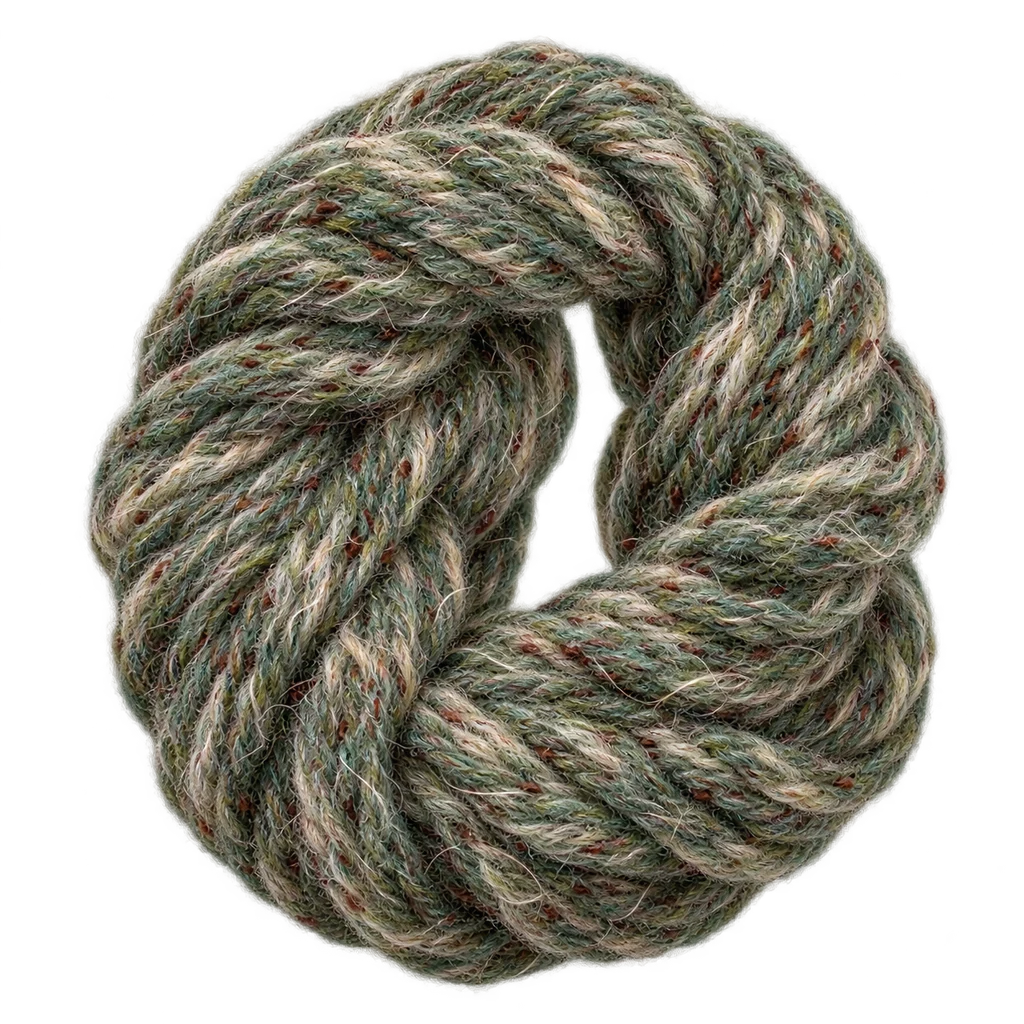 Acrylic, Nylon Spandex Blend (Mossy) — Baly yarn photograph — illustrative scene