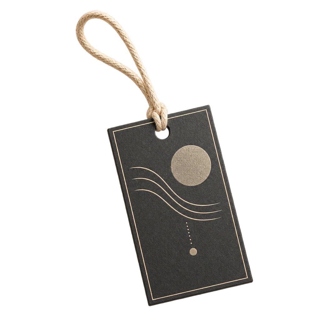 Hang Tag Printing — Baly product photograph — illustrative scene