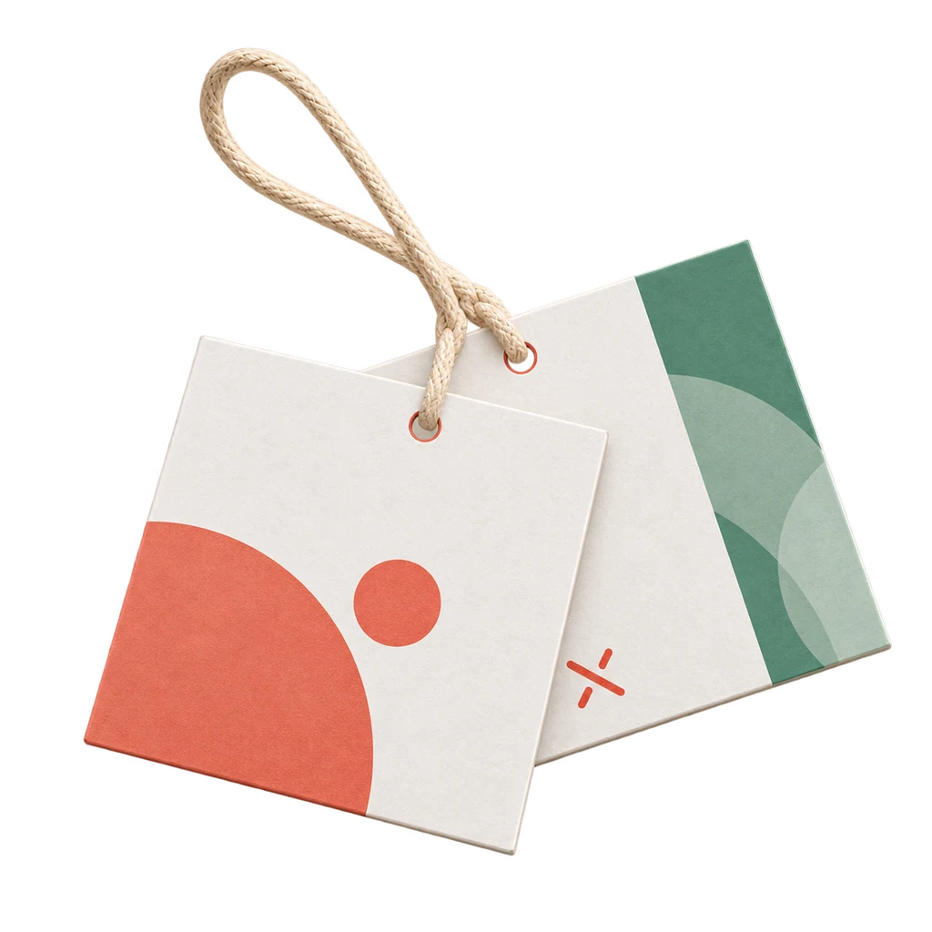 Hang Tag Printing — Baly product photograph — illustrative scene